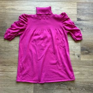 SOPHIE MAX Magenta Short Sleeve Ruched Turtleneck Sweater Size Medium